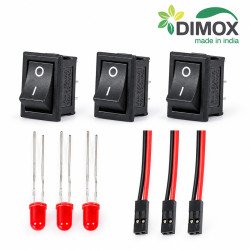 3 Switch + 3 LED 5mm + 3 LED Cable Set | DIMOX
