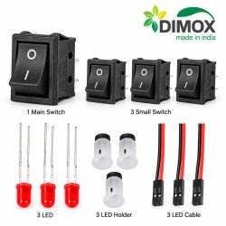 4 Switch + 3 LED 5mm + 3 LED Holder + 3 LED Cable Set | DIMOX
