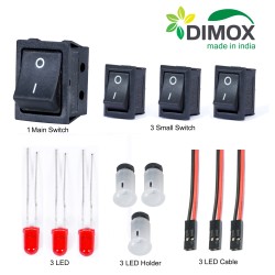 4 Switch + 3 LED 5mm + 3 LED Holder + 3 LED Cable